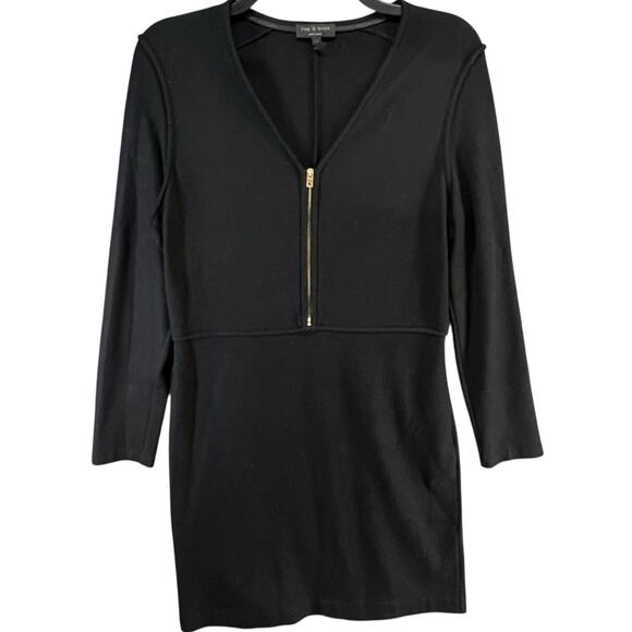 Rag & Bone Yuhlee Dress Womens 10 Black Soft Wool Work Career Modern Evening - Picture 3 of 14